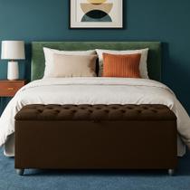 Baú Recamier Cor Marrom Sara Com Capitonê 190cm Para Cama King - Lv
