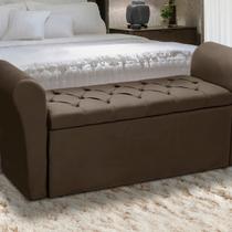 Baú Recamier Para Cama Box Quarto Madeira Estofado Casal