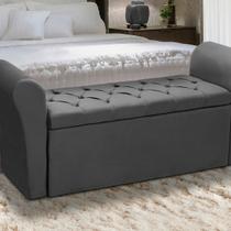 Baú Recamier Para Cama Box Quarto Madeira Estofado King