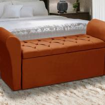 Baú Recamier Para Cama Box Quarto Madeira Estofado Queen