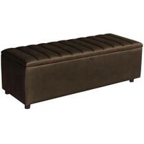 Baú Recamier Paris Couro Marrom 140 cm Baú Recamier Paris Couro Marrom 140 cm