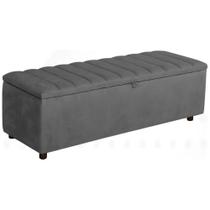 Baú Recamier Paris Veludo Chumbo 140 cm Baú Recamier Paris Veludo Chumbo 140 cm