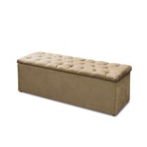 Baú Recamier Queen Suede Bege 47x158x51 Baú Recamier Queen Suede Bege 47x158x51