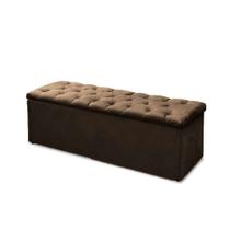 Baú Recamier Queen Suede Marrom 47x158x51 Baú Recamier Queen Suede Marrom 47x158x51