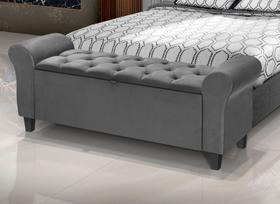 Baú Recamier Sapateira Calçadeira Divã Paris 150cm P/ Camas Queen Cor Cinza