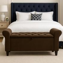 Baú Recamier Sapateira Calçadeira Divã Paris 150cm P/ Camas Queen Cor Marrom Baú Recamier Sapateira Calçadeira Divã Paris 150cm P/ Camas Queen Cor Marrom