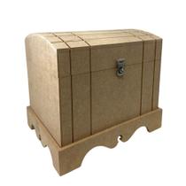 Baú Trabalhado Cofre Com Fecho Cadeado 24x18x21 Em MDF