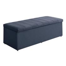 Baú Vitória 100Cm Calçadeira Estofada Suede Azul Marinho