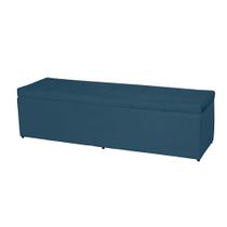 Baú Vitória 100Cm Calçadeira Estofada Suede Azul Royal