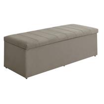 Baú Vitória 100Cm Calçadeira Estofada Suede Bege