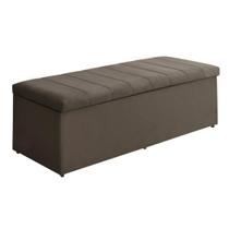Baú Vitória 100Cm Calçadeira Estofada Suede Marrom Claro