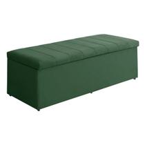 Baú Vitória 100Cm Calçadeira Estofada Suede Verde Militar