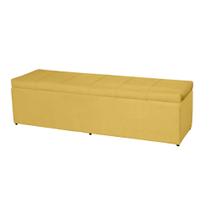 Baú Vitória 120Cm Calçadeira Estofada Suede Amarelo