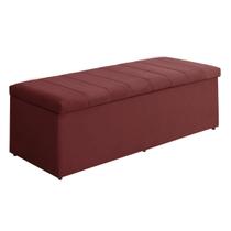 Baú Vitória 120Cm Calçadeira Estofada Suede Vermelho Baú Vitória 120Cm Calçadeira Estofada Suede Vermelho