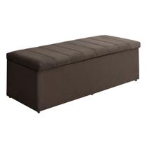 Baú Vitória 193Cm Calçadeira Estofada Suede Marrom Escuro Baú Vitória 193Cm Calçadeira Estofada Suede Marrom Escuro