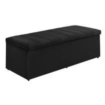 Baú Vitória 193Cm Calçadeira Estofada Suede Preto