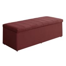 Baú Vitória 193Cm Calçadeira Estofada Suede Vermelho