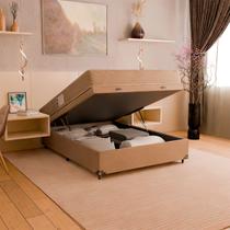 Baú Viúva + Colchão D33 One Face - Suede Bege - e-Shop Casa