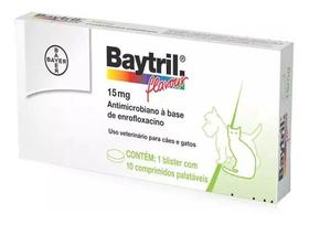 Baytril Flavour 15mg C/10 Comprimidos Palatáveis - Elanco
