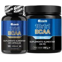 Bcaa 120 Caps + Bcaa 10:1:1 em Pó 200g Growth Supplements Bcaa 120 Caps + Bcaa 10:1:1 em Pó 200g Growth Supplements