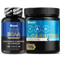 Bcaa 120 Caps + L-Carnitina em Pó 200g Growth Supplements