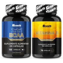 Bcaa 120 Caps + Vitamina D 75 Caps Growth Supplements Bcaa 120 Caps + Vitamina D 75 Caps Growth Supplements