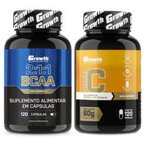 Bcaa 2:1:1 120 Caps + Vitamina C 120 Caps Growth Supplements