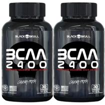 Bcaa 2400mg 30 Caps Caveira Preta Black Skull Kit 2 Potes