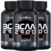 Bcaa 2400mg 30 Caps Caveira Preta Black Skull Kit 3 Potes