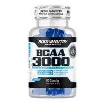 BCAA 3000 Body Nutry, pote 60 Capsulas, Aminoacidos Essenciais Enriquecido com vitamina B6