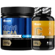 Bcaa em Pó 10:1:1 200g + Vitamina C 120 Caps Growth