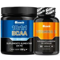 Bcaa em Pó 10:1:1 200g + Vitamina C 120 Caps Growth