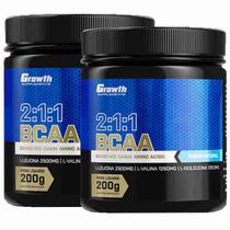 Bcaa em Pó 2:1:1 200g Growth Supplements Kit 2 Potes