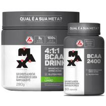 BCAA em Pó 4:1:1 280g + Bcaa 2400mg 60 Caps Max Titanium