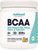 BCAA Nutricost para mulheres com sabor de pêssego e manga 30 porções