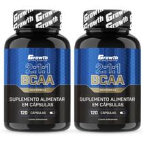 Bcaa2:1:1 120 Cápsulas Growth Supplements Kit 2 Potes