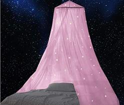 BCBYou Bed Canopy mosquiteiro com estrelas fluorescentes brilham no escuro para bebês, crianças e adultos, para cobrir o berço do bebê, cama infantil, cama de meninas ou cama de tamanho completo (rosa)