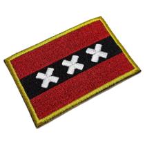 BCNLT001 Bandeira Amsterdã Patch Bordado Termo Adesivo BCNLT001 Bandeira Amsterdã Patch Bordado Termo Adesivo