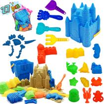 Beach Sand Toys SupMLC 27 peças de moldes de castelo com balde e bolsa