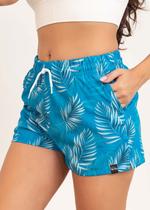 Beach Shorts Feminino Azul Folhas Degradê