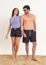 Beach Shorts Kit Casal Floral Preto Três Trevo