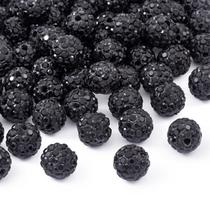 Beads BB Beadthoven 100 unidades de 1 cm de argila preta de strass
