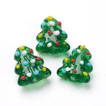 Beads BB Beadthoven 20 piezas de cuentas de vidrio en forma de árbol de Navidad 15x18mm