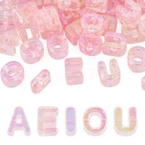 Beads Craftora Craftora 50 unidades de acrílico, vogal, letras, miçangas, rosa Beads Craftora Craftora 50 unidades de acrílico, vogal, letras, miçangas, rosa