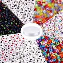 Beads DECYOOL 1900 unidades de alfabeto acrílico número 7x4mm com cordão Beads DECYOOL 1900 unidades de alfabeto acrílico número 7x4mm com cordão