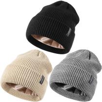 Beanie Alepo, forrado de cetim, pacote com 3 unidades para mulheres e homens em climas frios