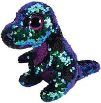 Beanie Boos Paetês Médio - Crunch Dinossauro Azul e Verde - DTC