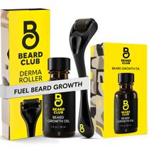 Beard Club Derma Roller & Beard Growth Oil rolo de microagulhamento com 540 microagulhas revestidas de titânio e cedro, óleo de barba de sândalo