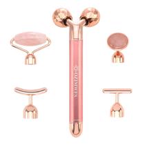 Beauty Bar OZIMWFS 5 em 1, pele facial vibratória, quartzo rosa