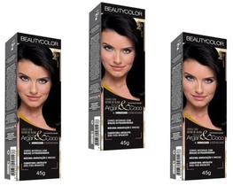 Beauty Color Tintura 1.0 PRETO ONIX 45gr (03 Unidades) Cores Normais